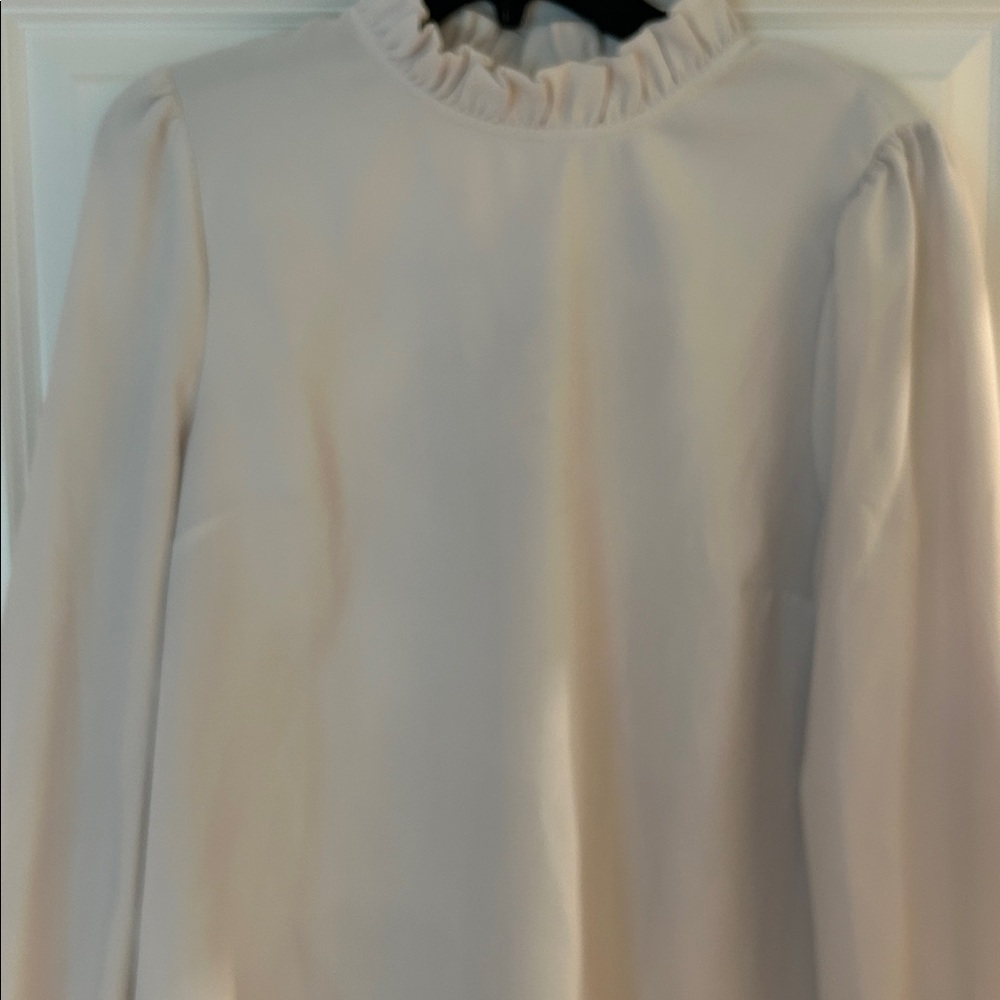 Elegant Cream Blouse with Ruffled Neckline